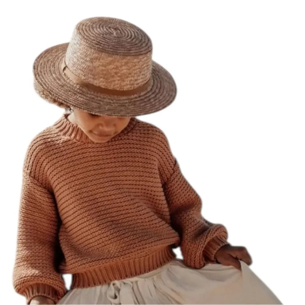 New Will + Bear Australian Little Harvey Amber Natural Straw Boater Hat